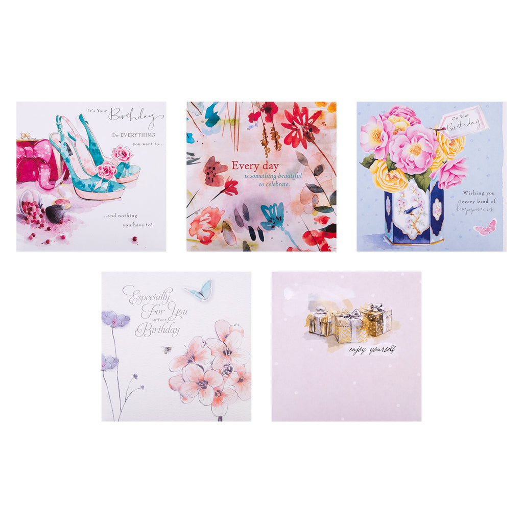 Birthday Cards - Multipack of 20 in 20 Floral Designs