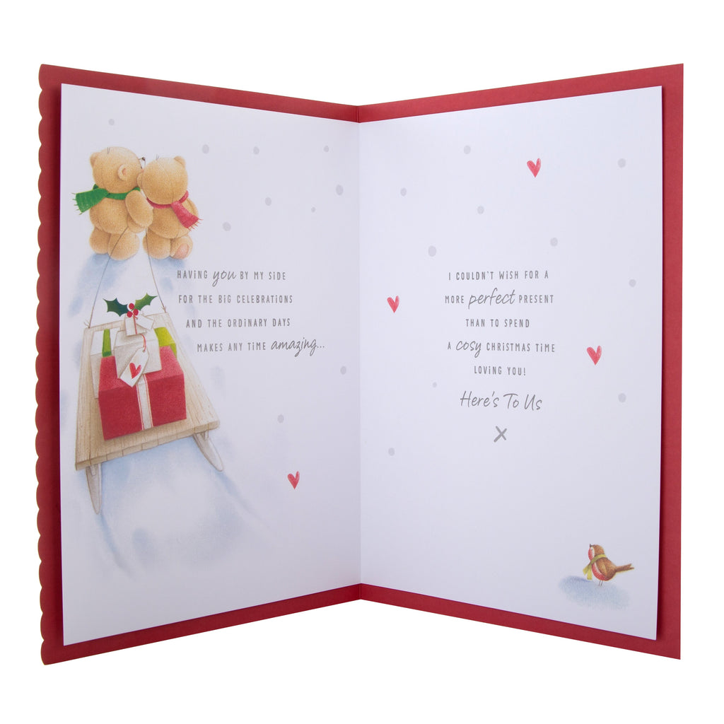 Large Luxury Boxed Christmas Card for One I Love - Cute Forever Friends Winter Love Design