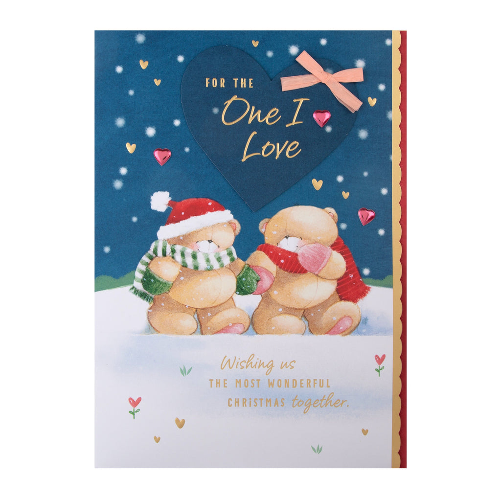 Large Luxury Boxed Christmas Card for One I Love - Cute Forever Friends Winter Love Design