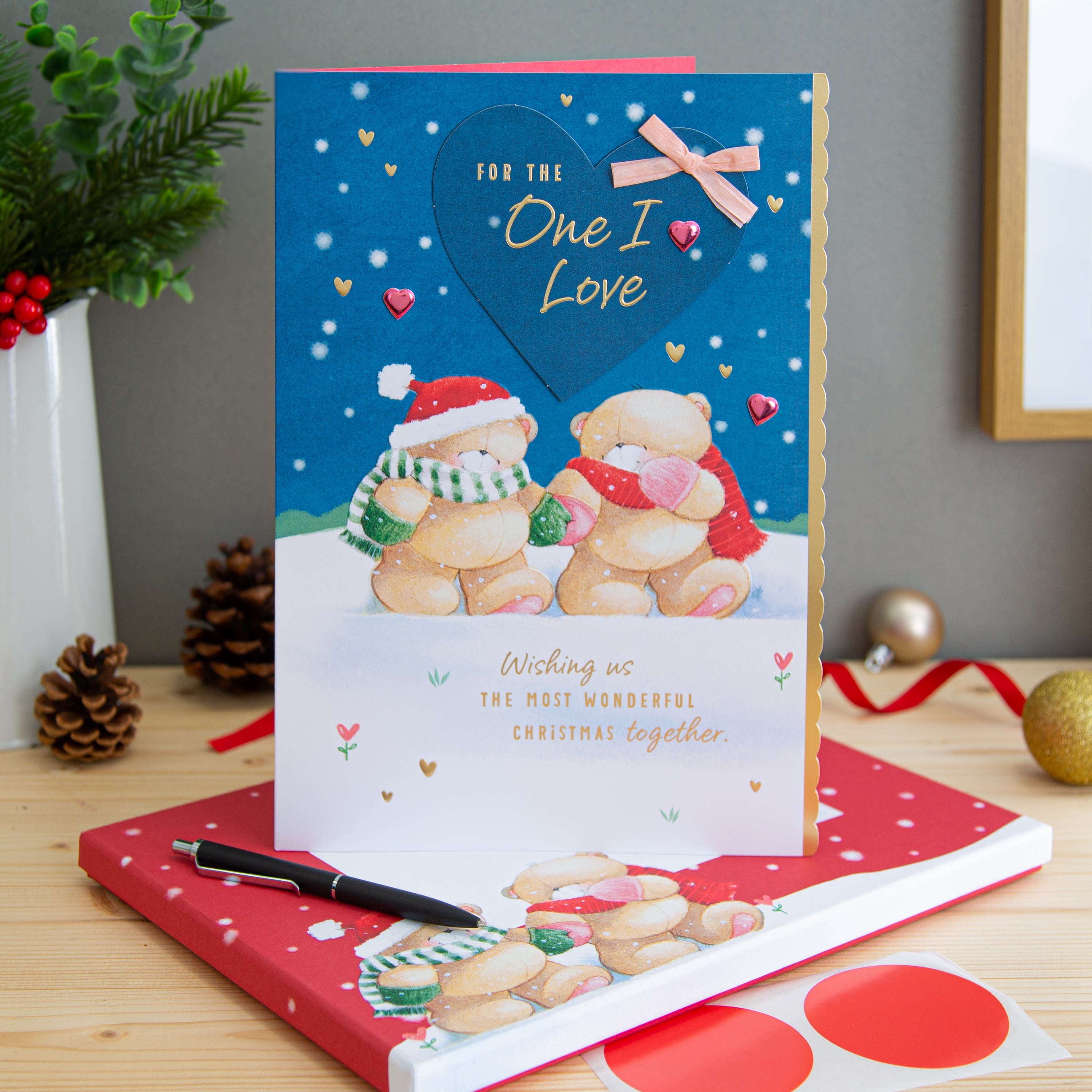Large Luxury Boxed Christmas Card One I Love Cute Forever Friends Winter Love Design