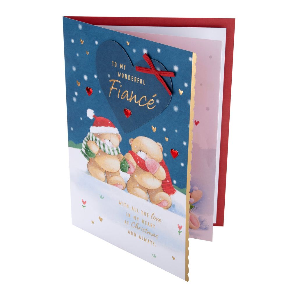 Large Luxury Boxed Christmas Card for Fiancé - Cute Forever Friends Winter Love Design