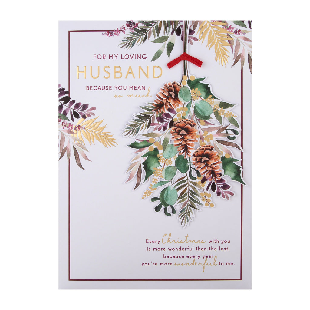 Cards Hallmark Christmas For Husband, Floral Design, Gratitude Message