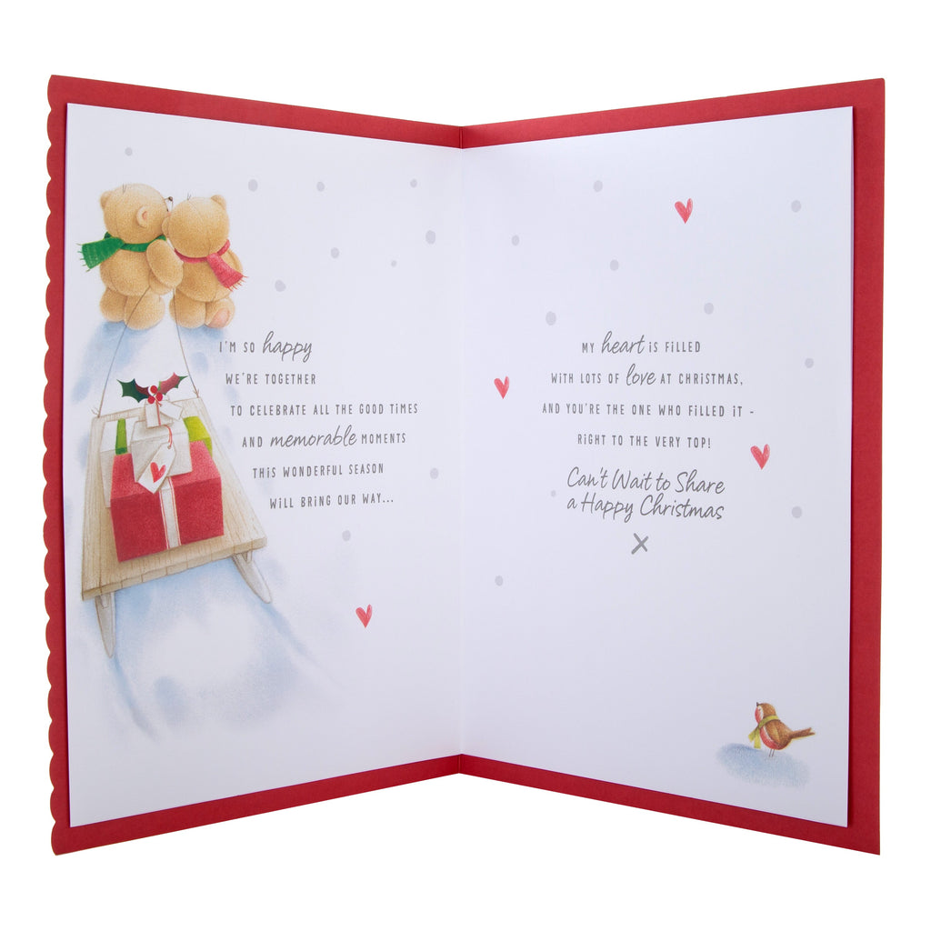 Large Luxury Boxed Christmas Card for Fiancée - Cute Forever Friends Winter Love Design