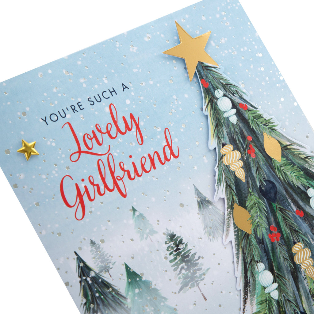 Medium Luxury Boxed Christmas Card for Girlfriend - Classic Winter Scene with Tree Design