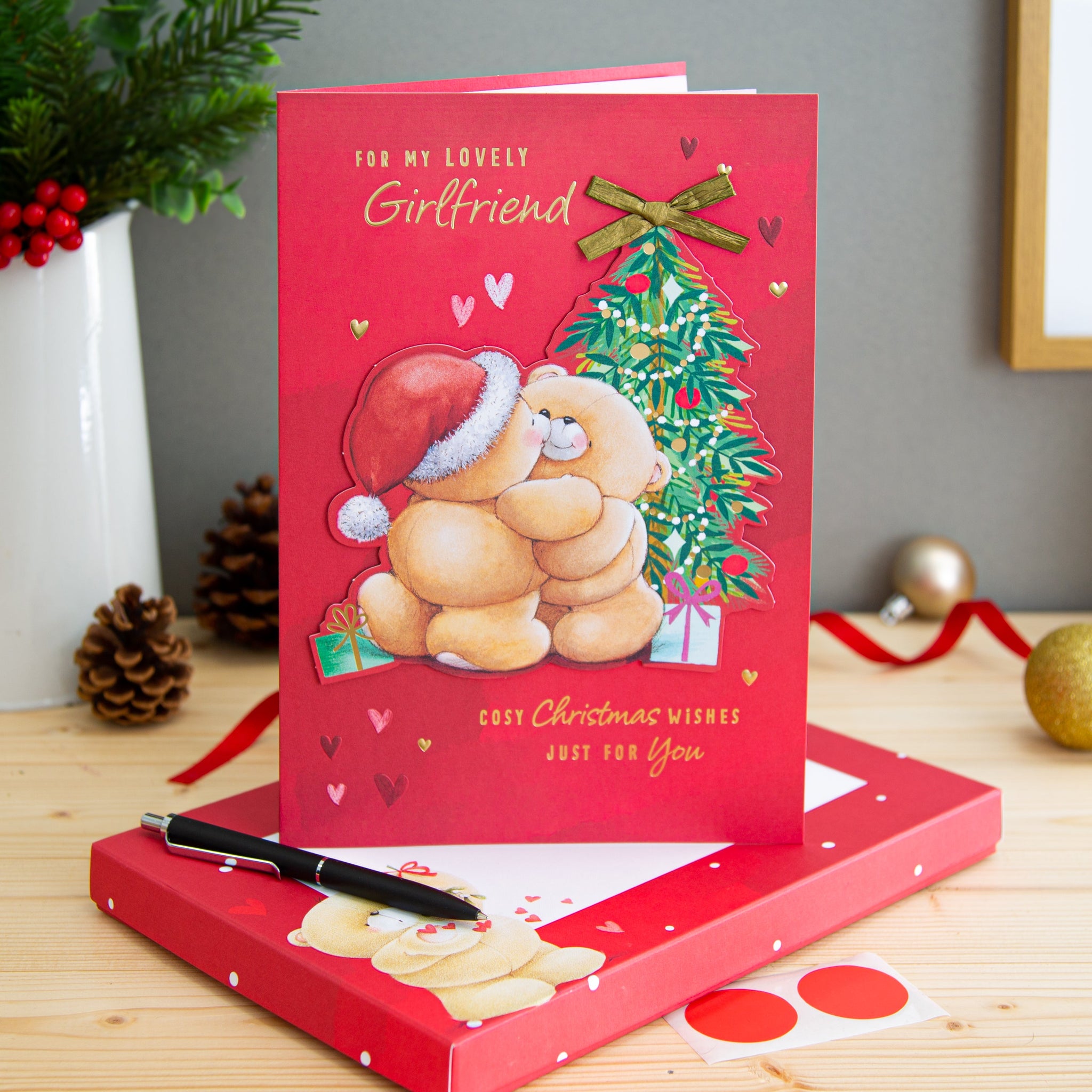 Medium Luxury Boxed Christmas Card for Girlfriend Cute Forever