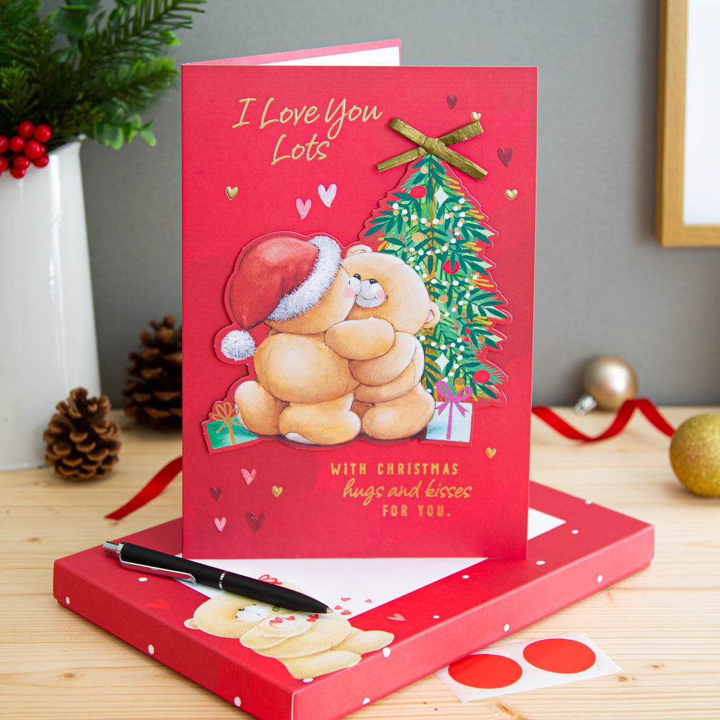 Medium Luxury Boxed Christmas Card for One I Love - Cute Forever Friends with Hearts Design
