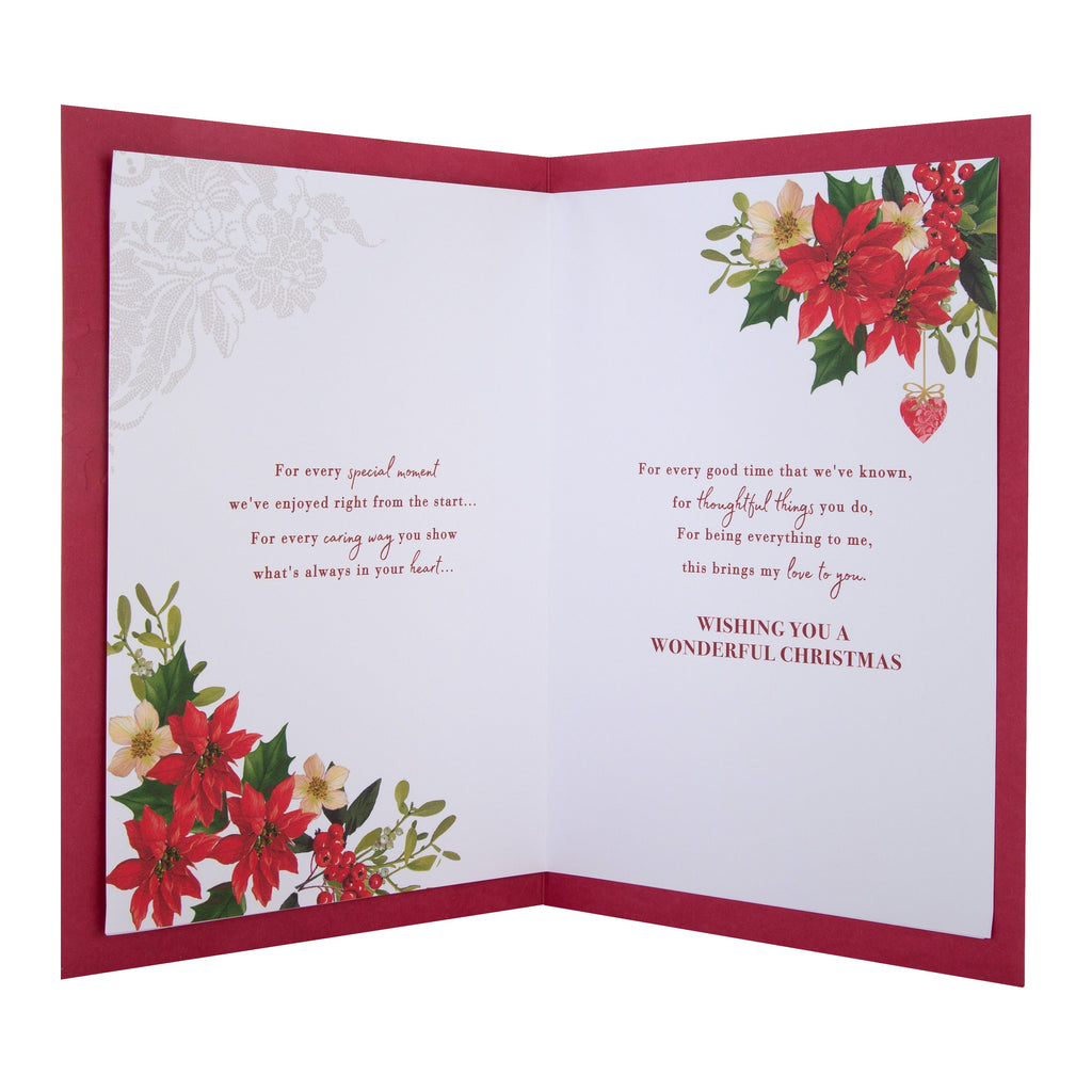 Medium Luxury Boxed Christmas Card for One I Love - Traditional Robin and Foliage Design