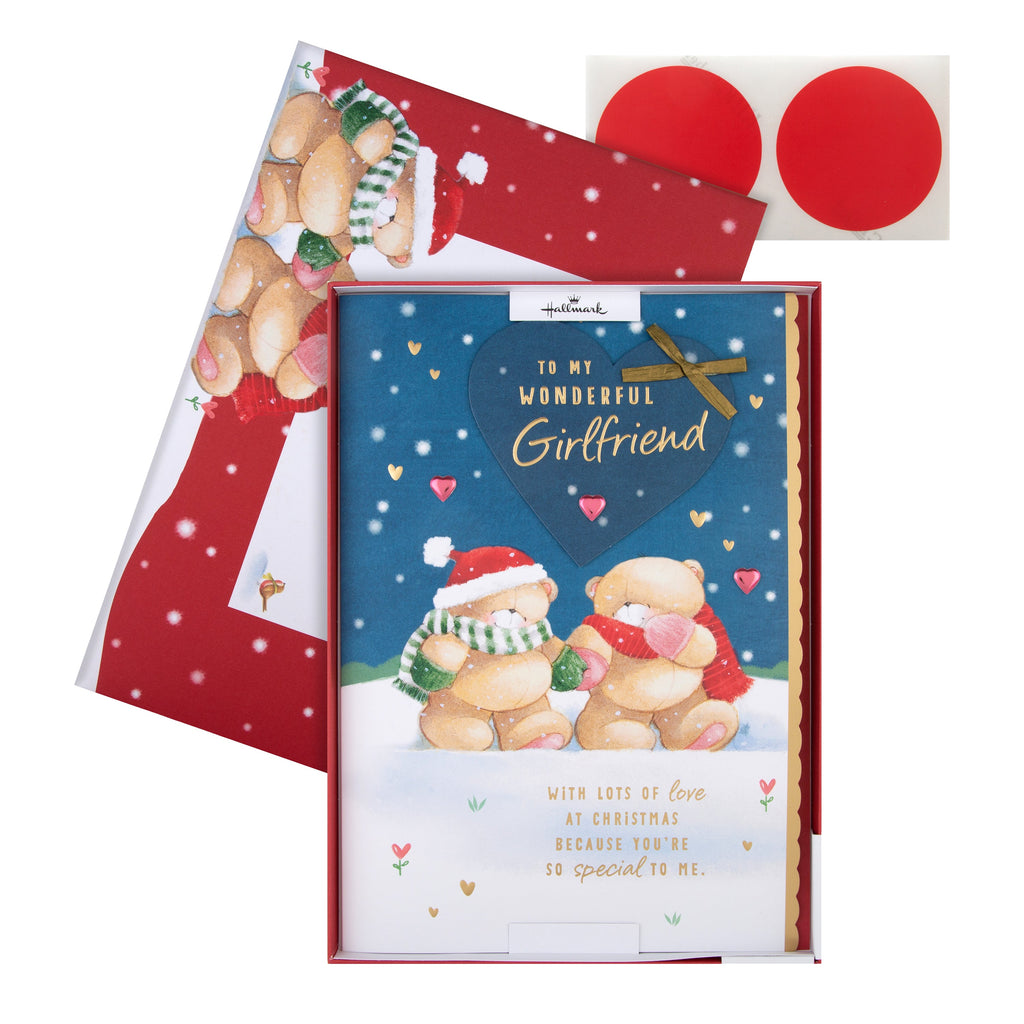 Large Luxury Boxed Christmas Card for Girlfriend - Cute Forever Friends Winter Love Design