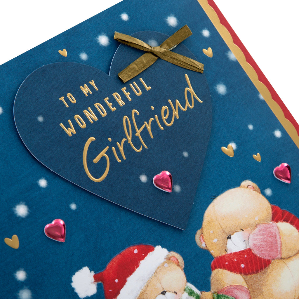 Large Luxury Boxed Christmas Card for Girlfriend - Cute Forever Friends Winter Love Design