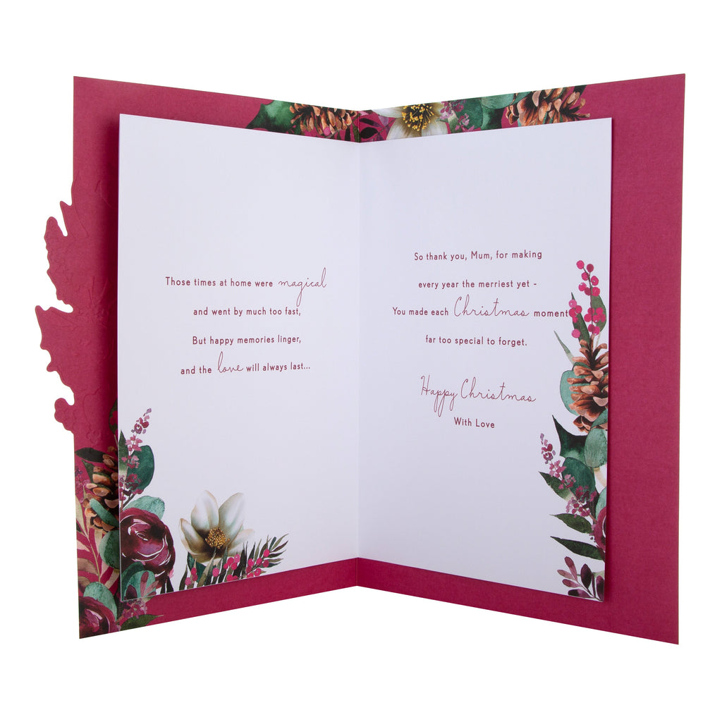 Large Luxury Boxed Christmas Card for Mum - Traditional Wreath and Verse Design