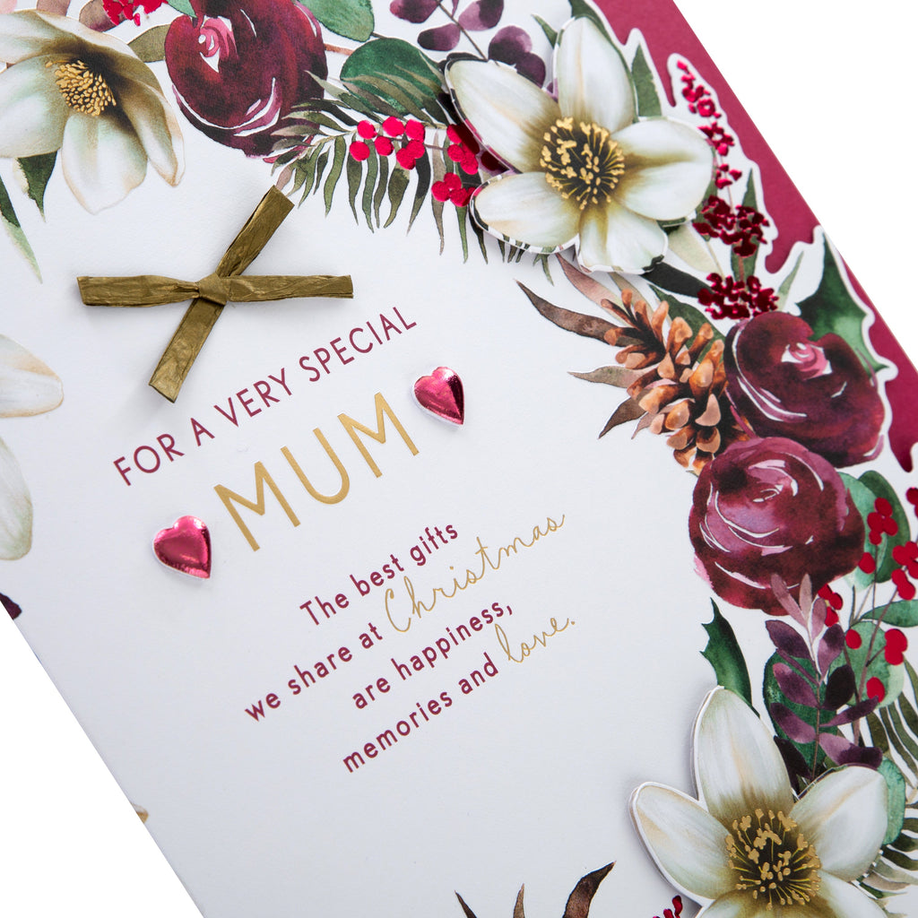 Large Luxury Boxed Christmas Card for Mum - Traditional Wreath and Verse Design