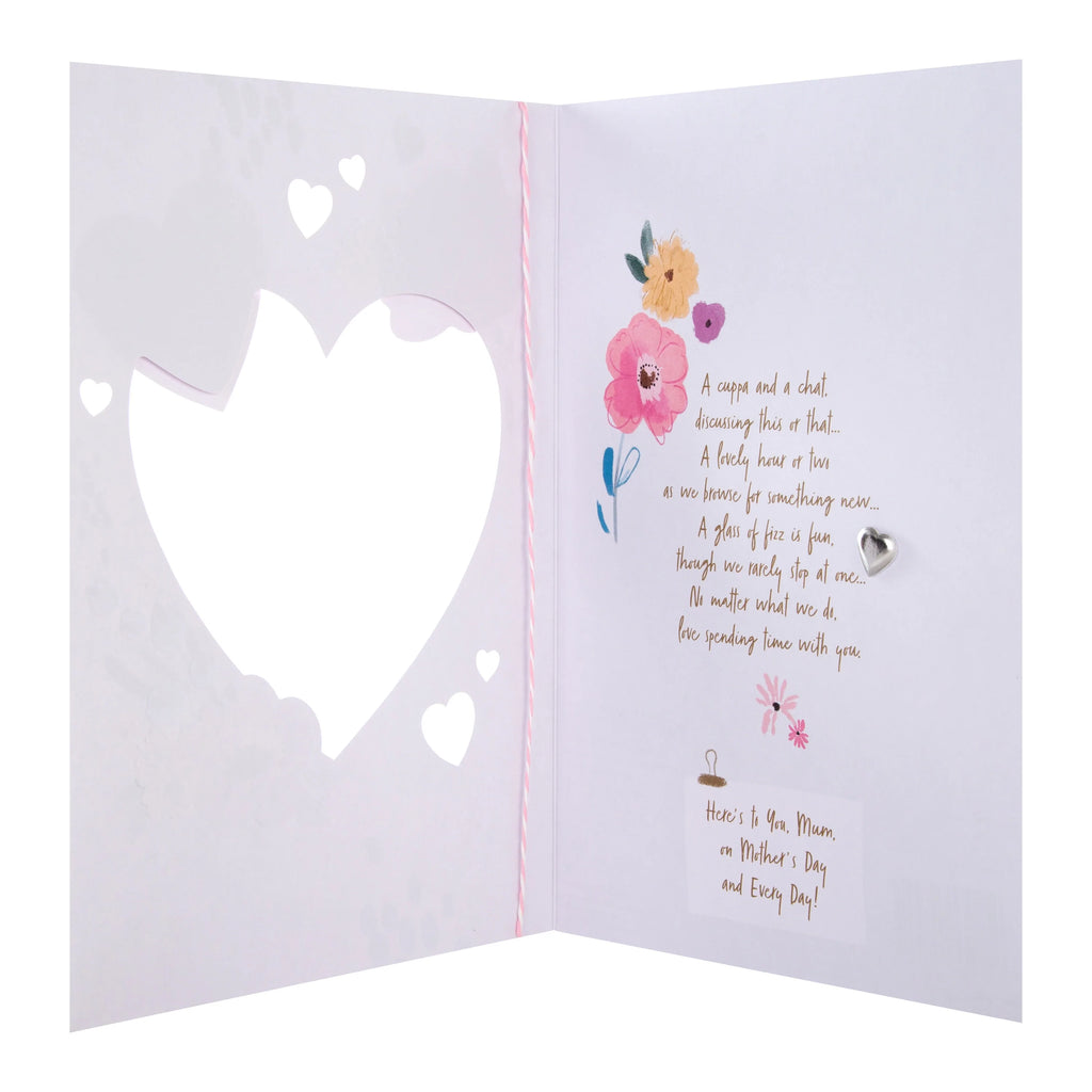 Mother's Day Card for Mum - Classic Flower and Hearts Design