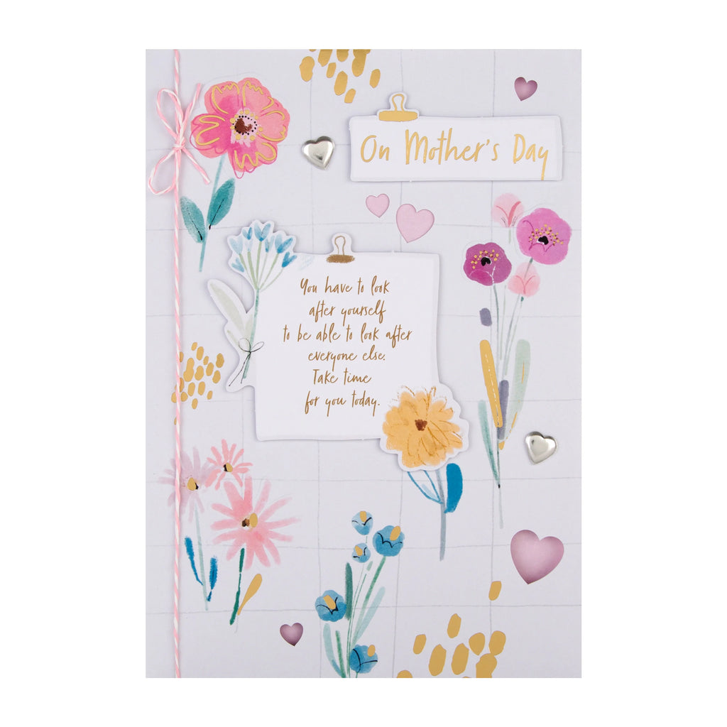 Mother's Day Card - Classic Flowers and Heart Design
