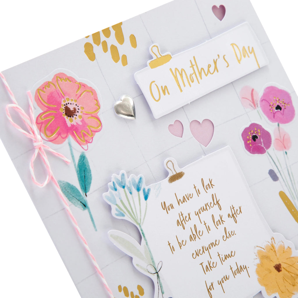 Mother's Day Card - Classic Flowers and Heart Design