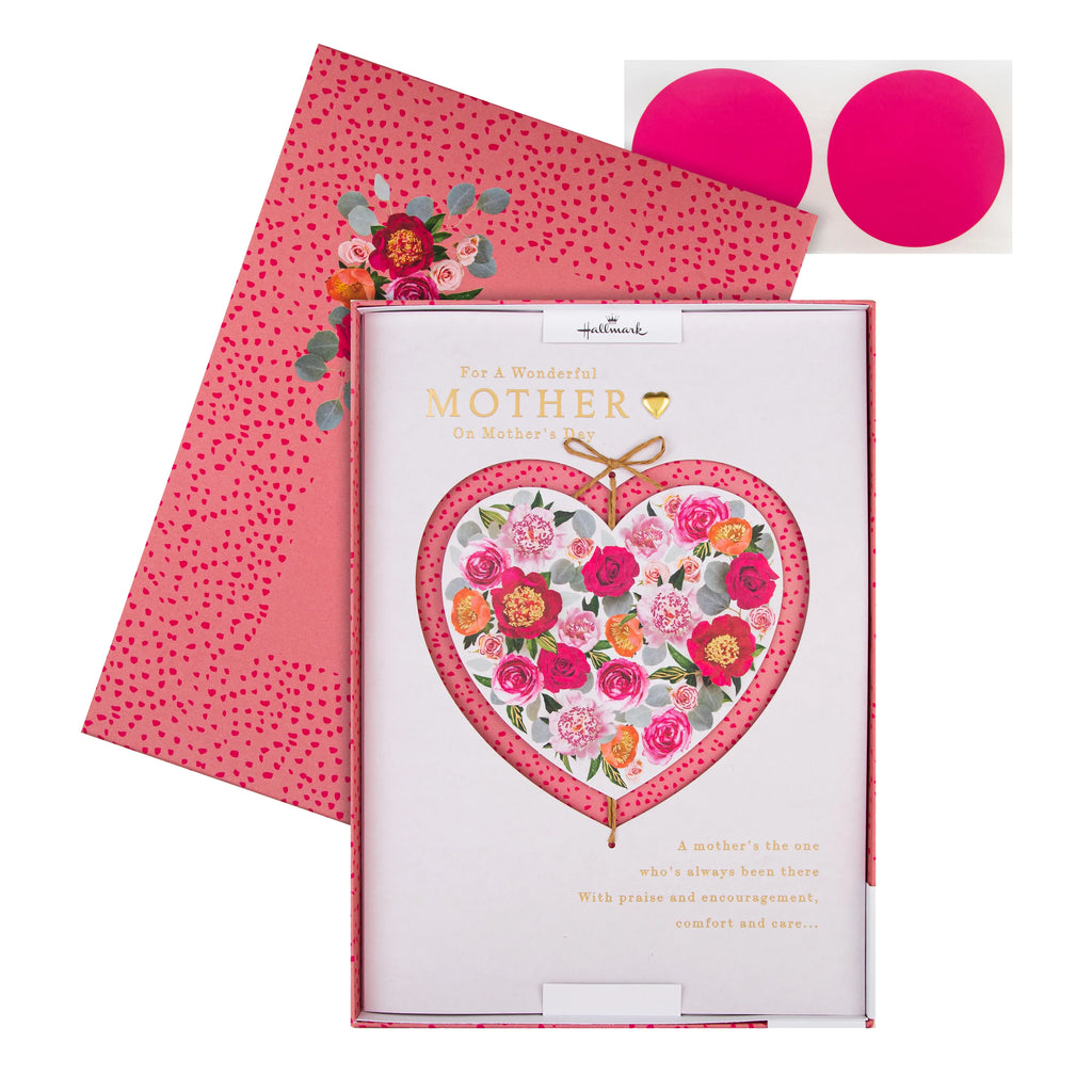 Luxury Boxed Mother's Day Card for Mother - Traditional Love Heart Design & Gift Box 