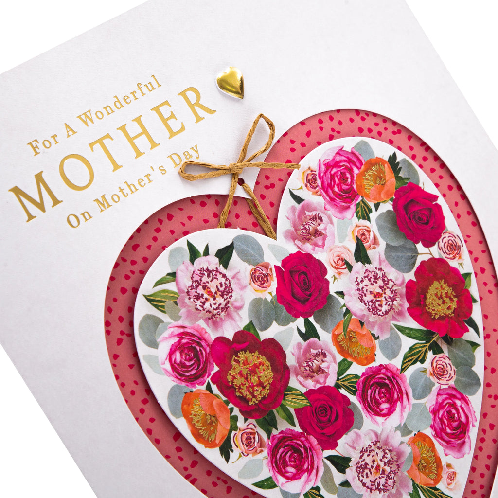 Luxury Boxed Mother's Day Card for Mother - Traditional Love Heart Design & Gift Box 