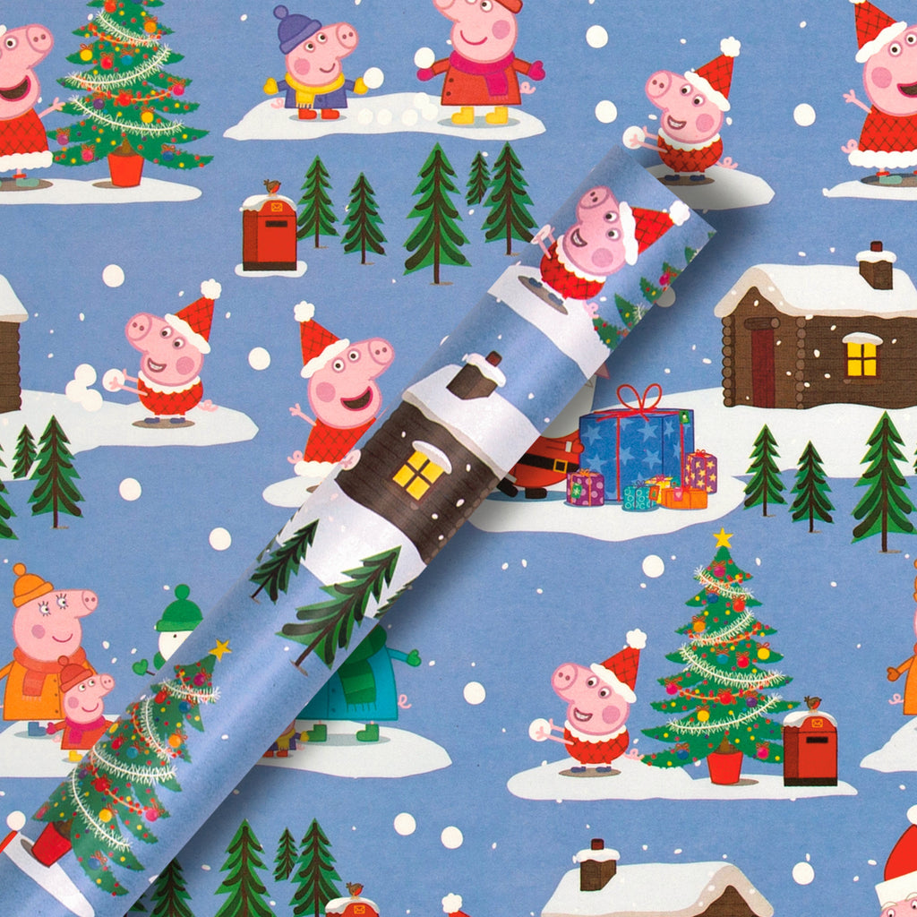 4M Roll of Christmas Wrapping Paper - Peppa Pig and Family Design 