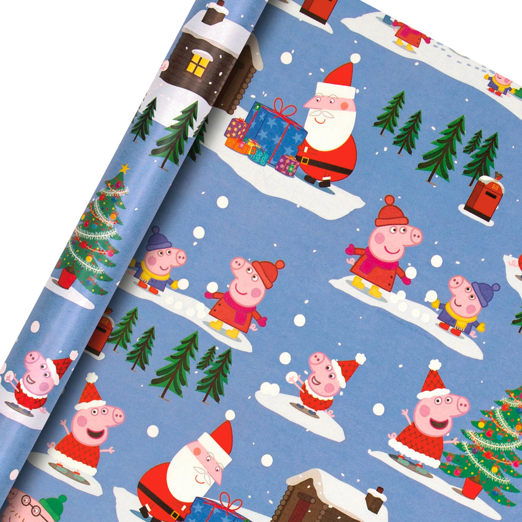 4M Roll of Christmas Wrapping Paper - Peppa Pig and Family Design 