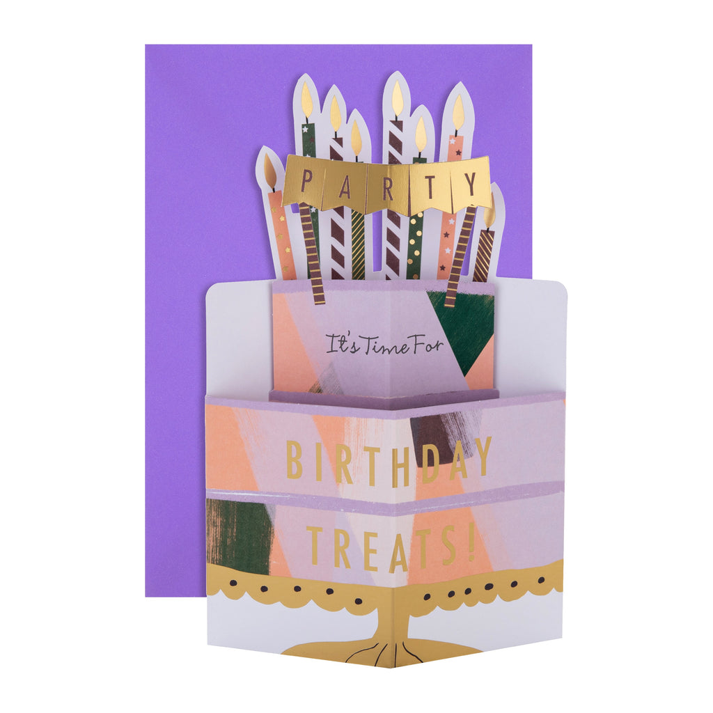 Birthday Card - 3D Pop Up Tiered Cake & Candles Design