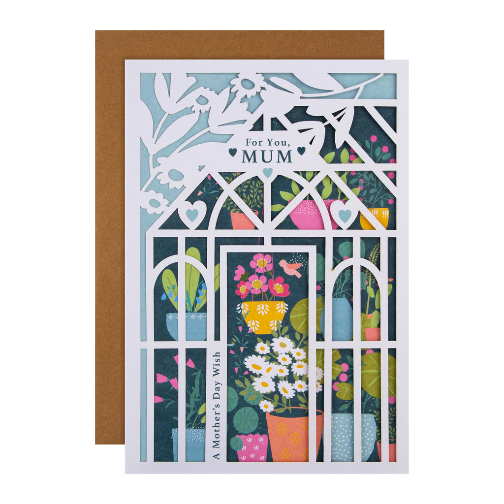 Mother's Day Card for Mum - Traditional Greenhouse Design 