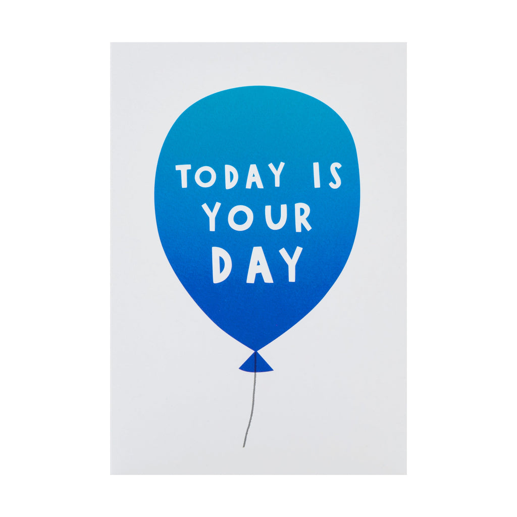 Birthday Card - Break the Rules Blue Balloon Design