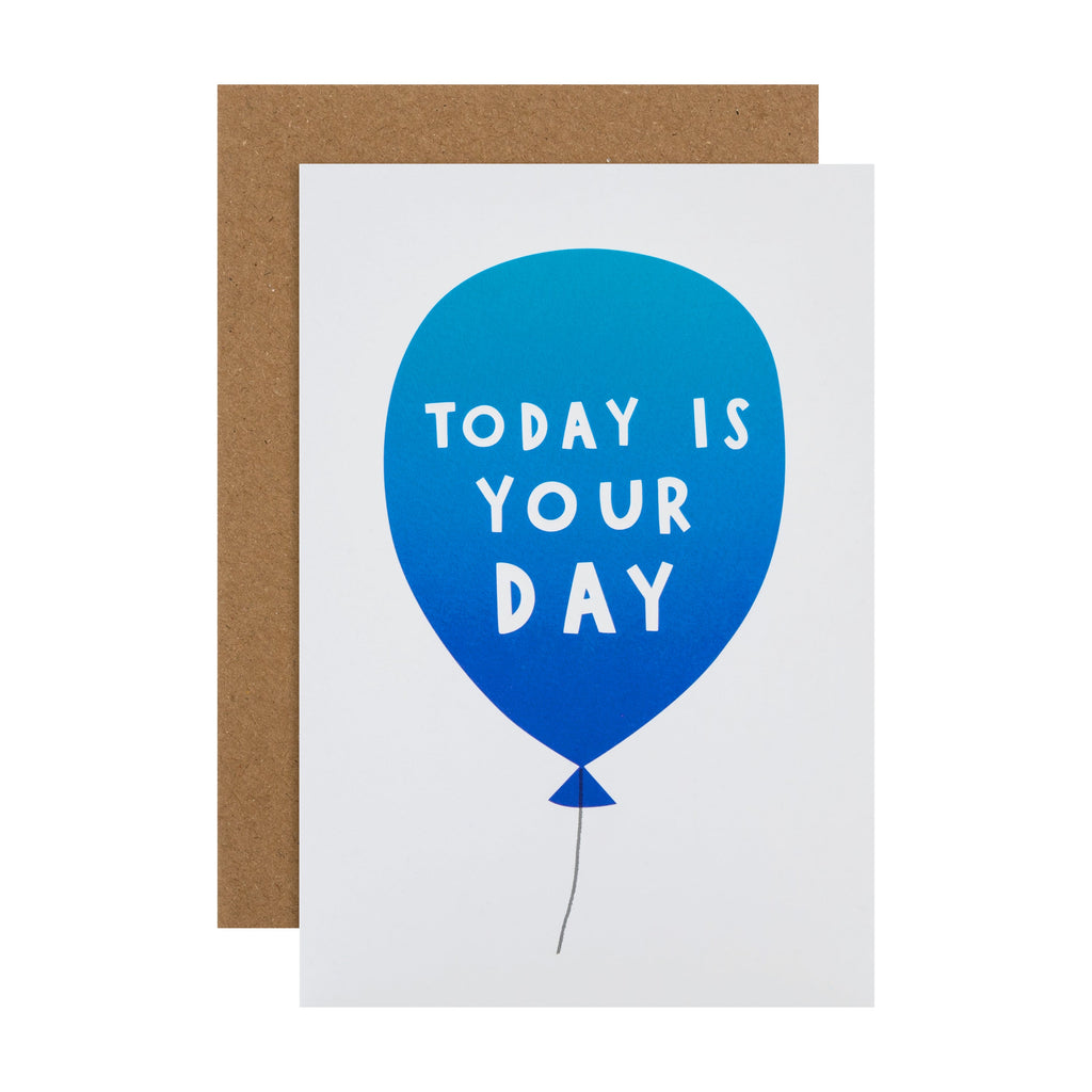 Birthday Card - Break the Rules Blue Balloon Design