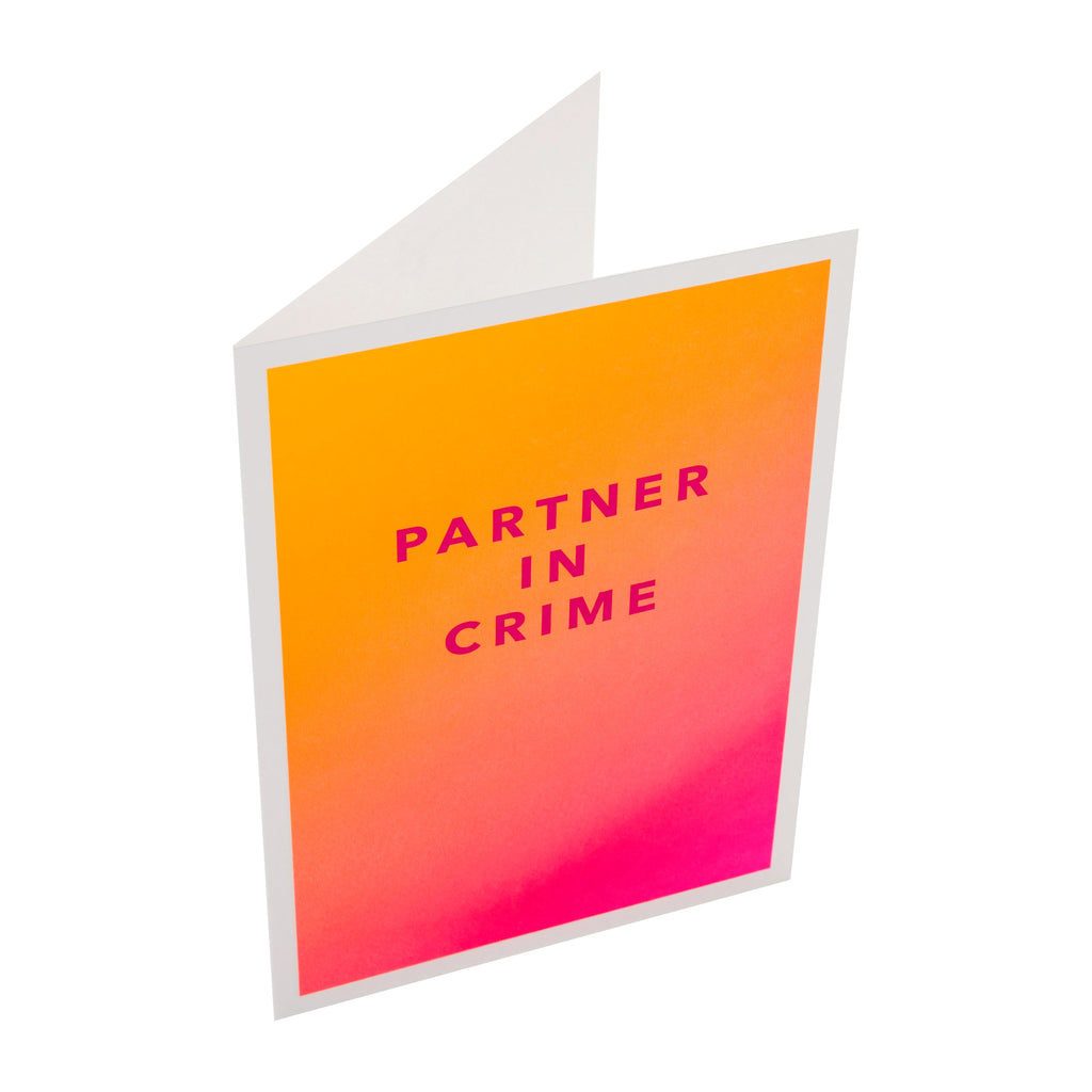Birthday Card - Electric Parade 'Partner in Crime' Text Design