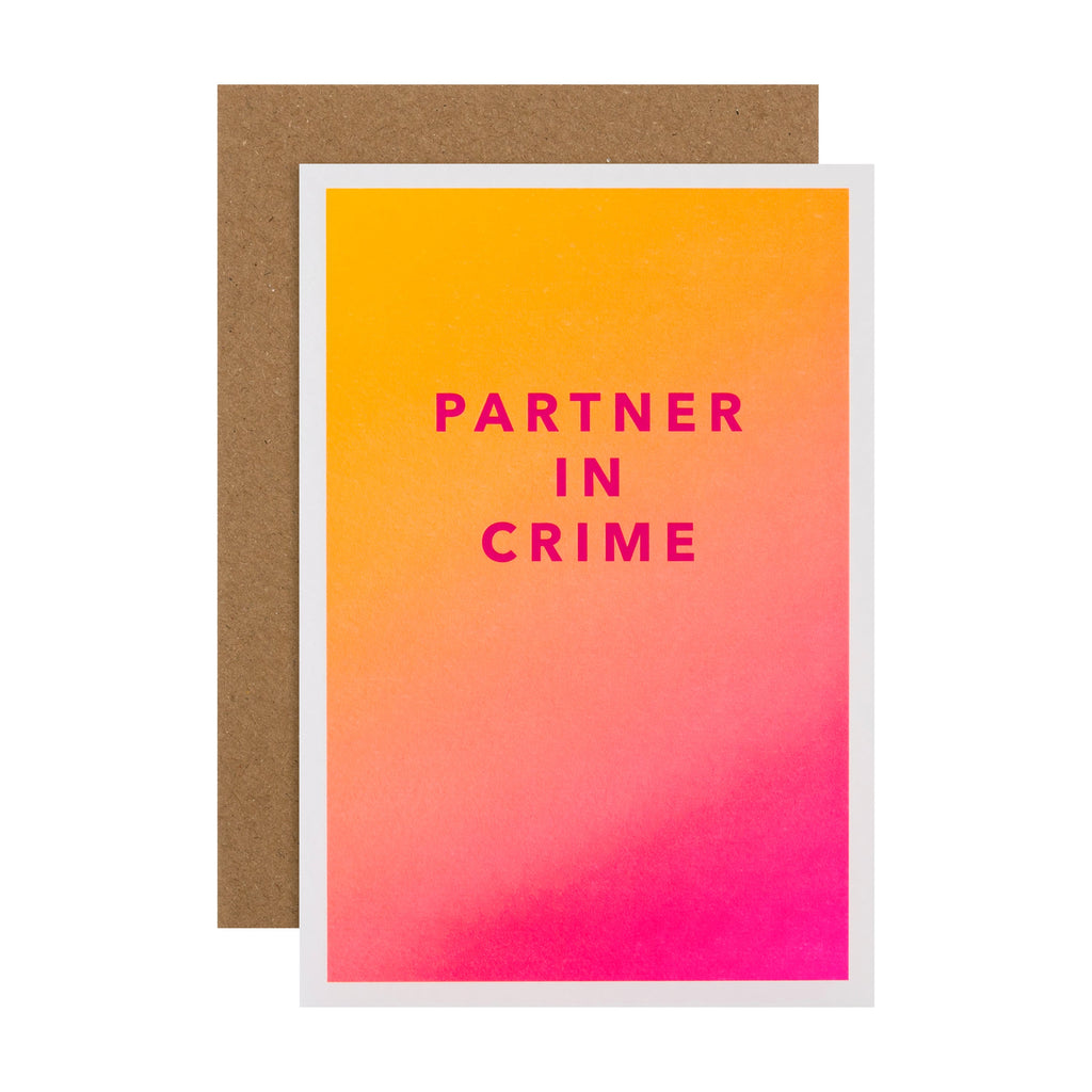 Birthday Card - Electric Parade 'Partner in Crime' Text Design