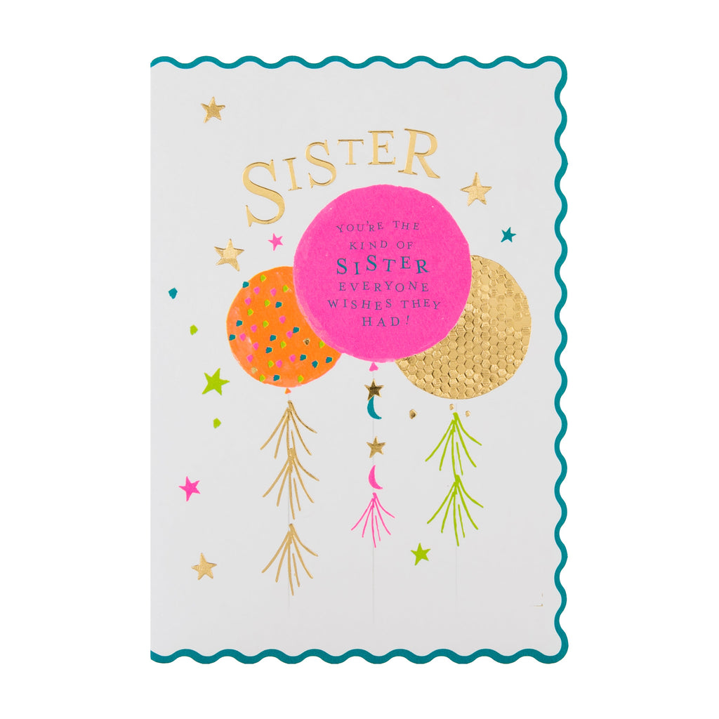 Birthday Card for Sister - Oh Darling Colourful Balloons Design