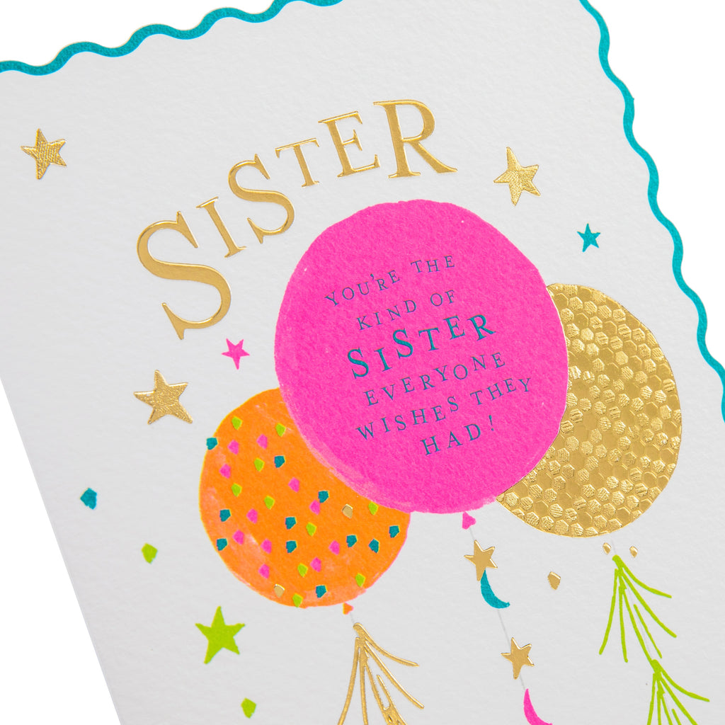Birthday Card for Sister - Oh Darling Colourful Balloons Design