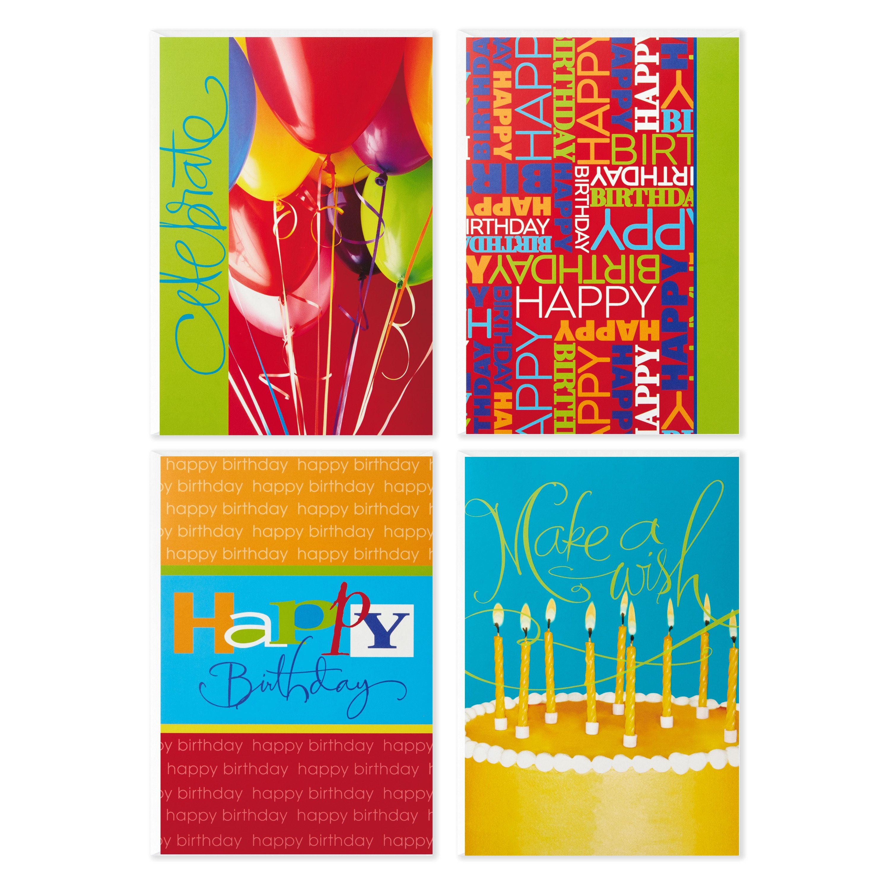 Birthday Cards Pack 12 4 Colourful Contemporary Designs