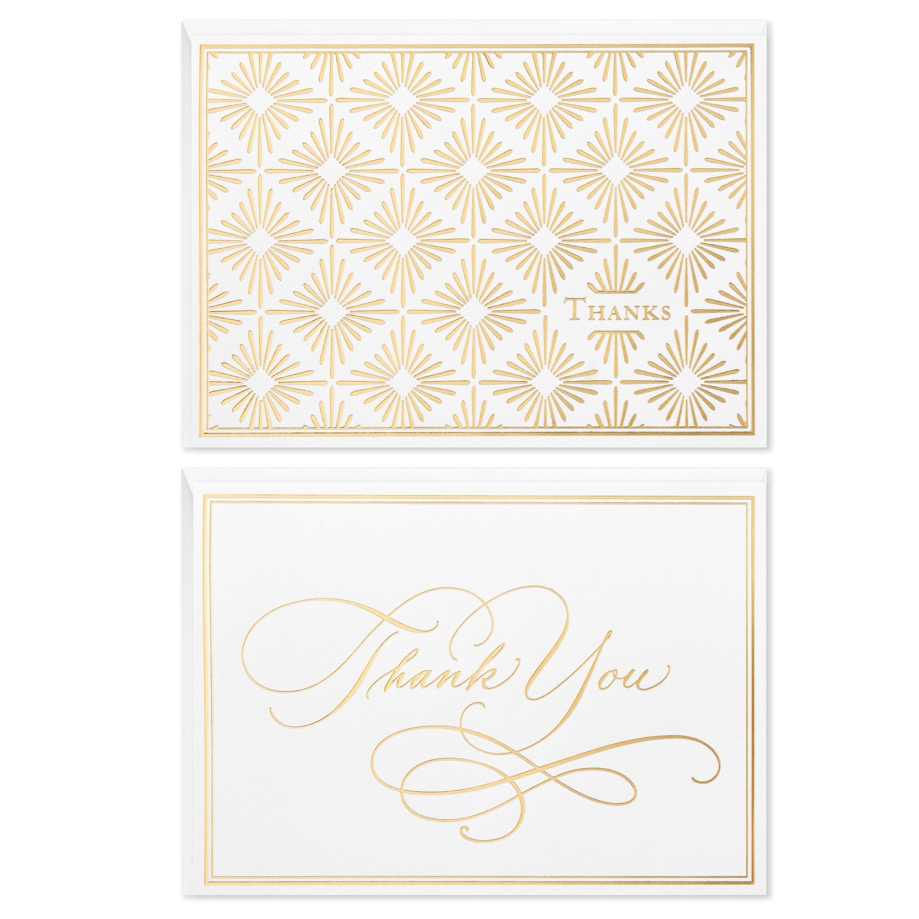Thank You Note Cards Pack 50 2 Elegant Gold Designs