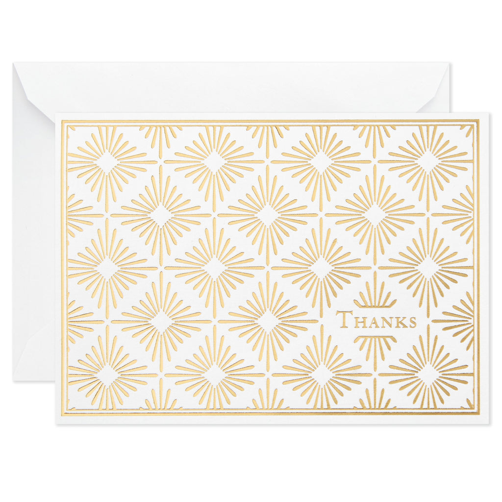 Thank You Note Cards - Pack of 50 in 2 Elegant Gold and Cream Designs