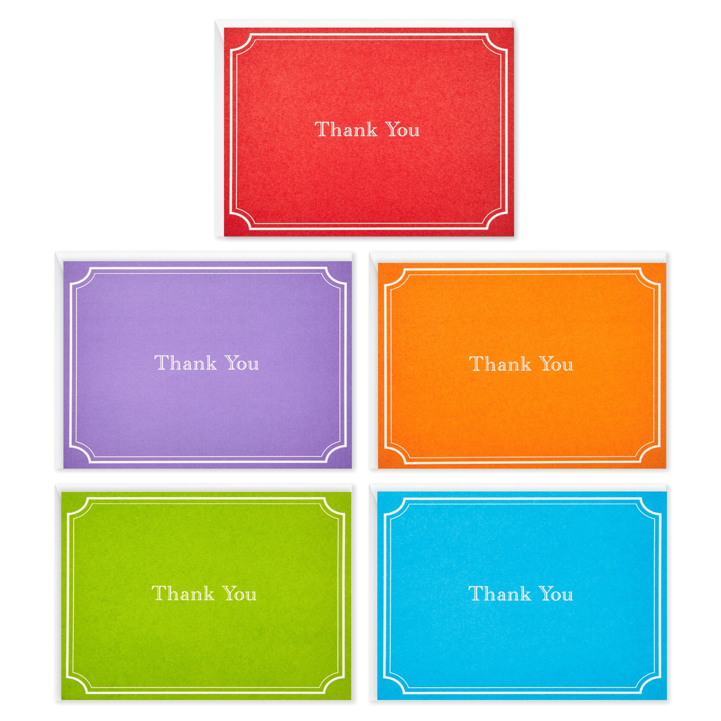 Thank You Note Cards Pack 50 1 Design & 5 Vibrant Colours