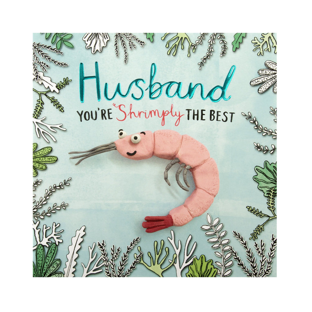 Birthday Card for Husband - Funny Embossed Design