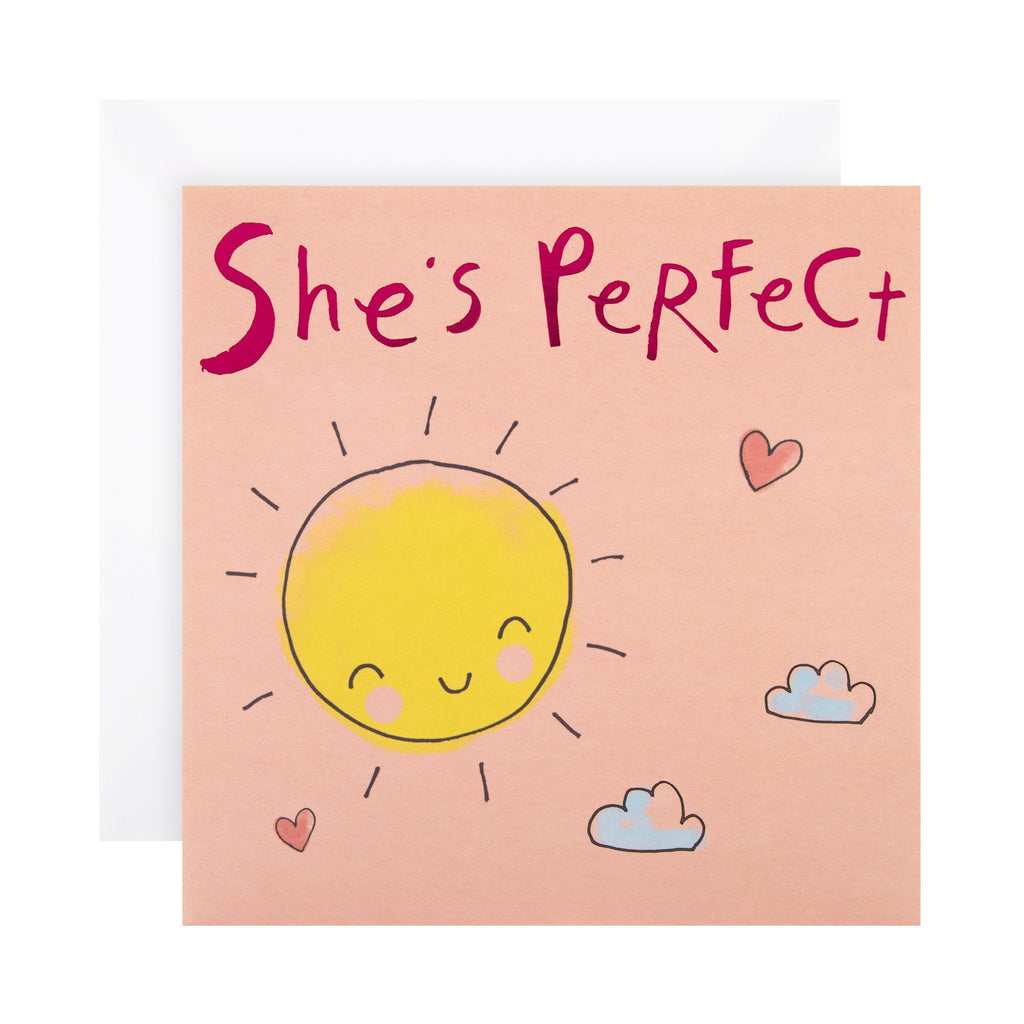 Baby Girl Birth Congratulations Card -  Cute Sunshine Design