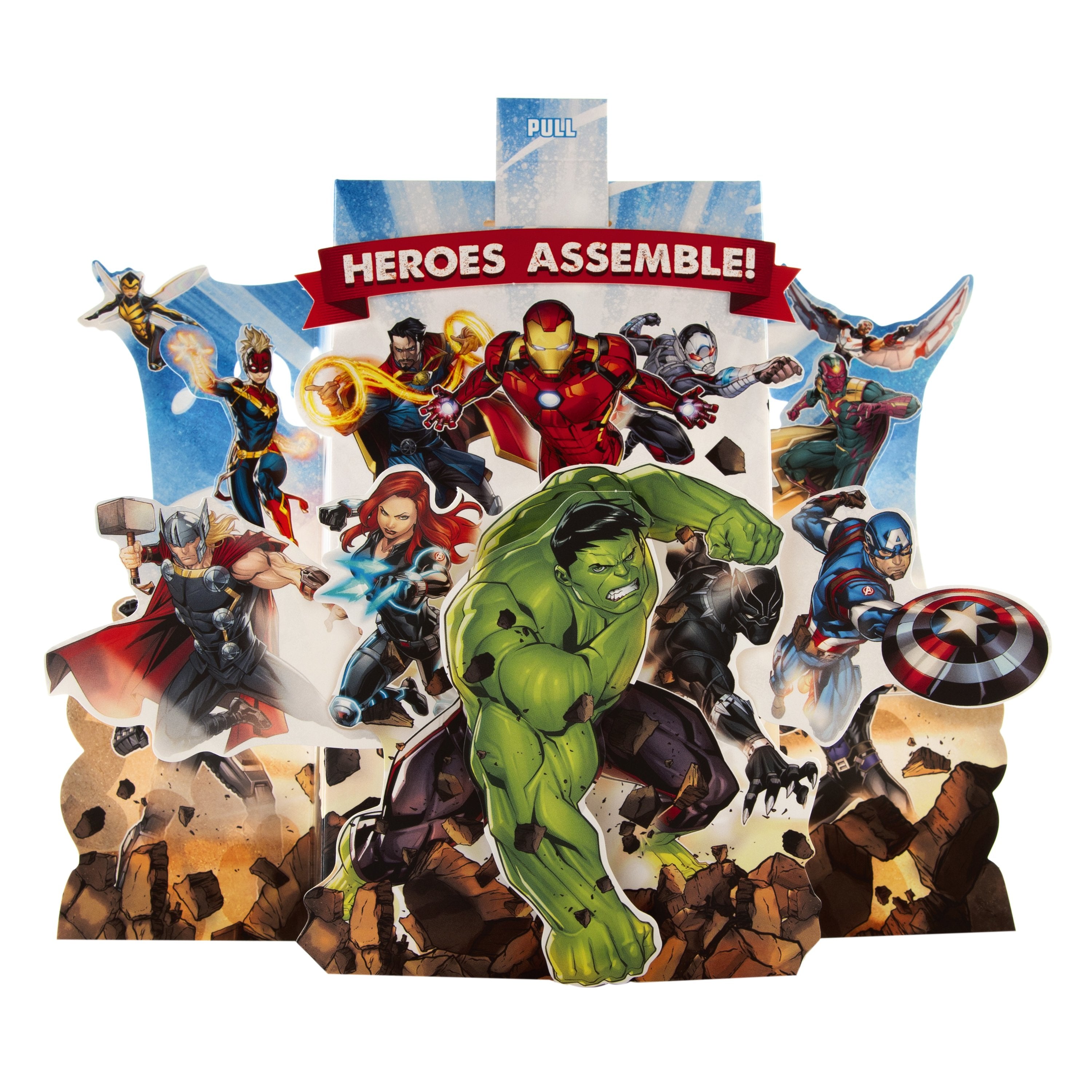 General Birthday Card Pop out Moveable Marvel Avengers Design
