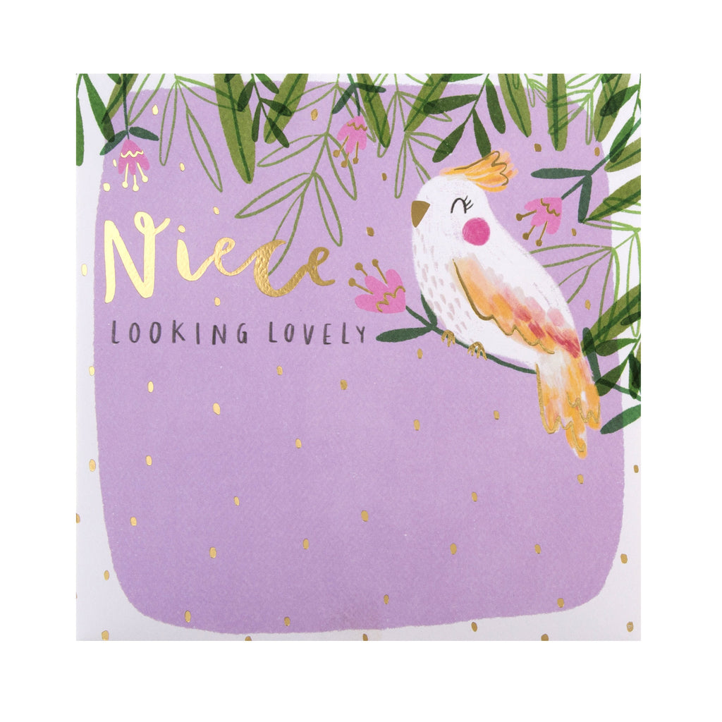 Birthday Card for Niece - Contemporary Cute Cockatiel Design