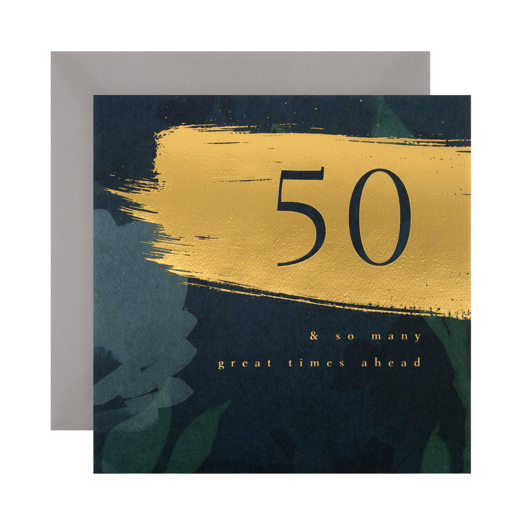 50th Birthday Card - Classic Text Based Design