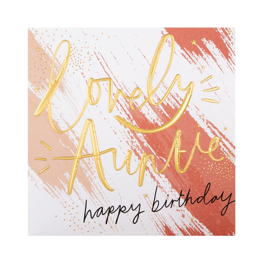Birthday Card for Auntie - Contemporary Embossed Text Design
