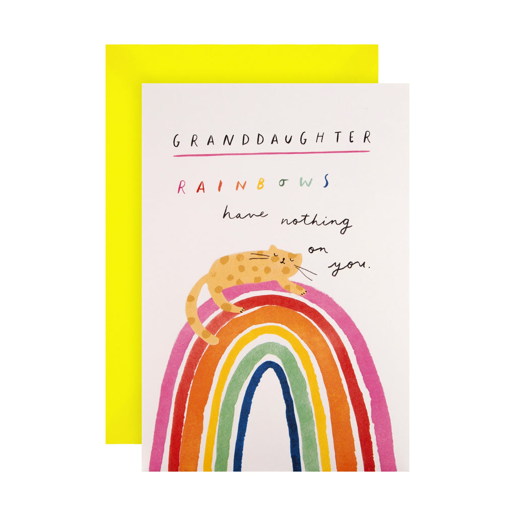 Birthday Card for Granddaughter - Contemporary Cute Rainbow Design