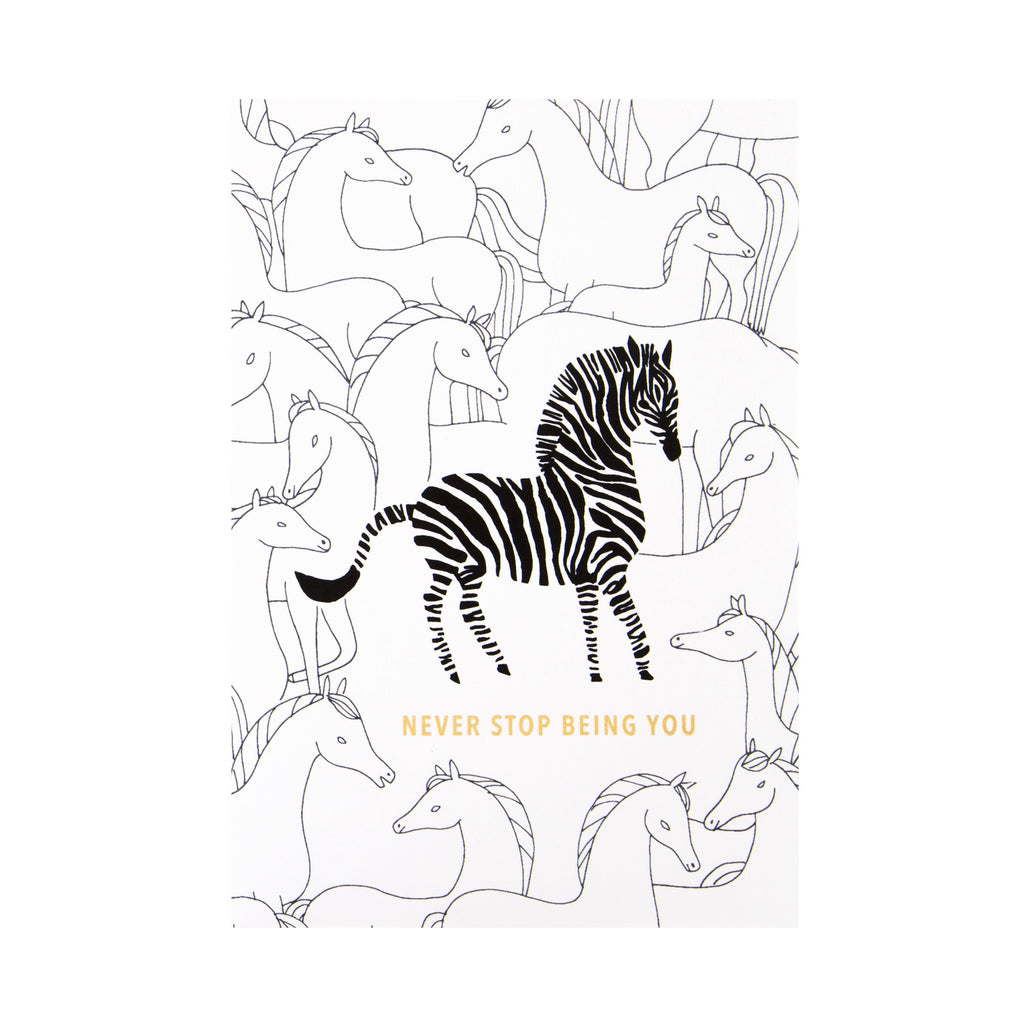 General Birthday Card - Contemporary 'good mail' Zebra Design