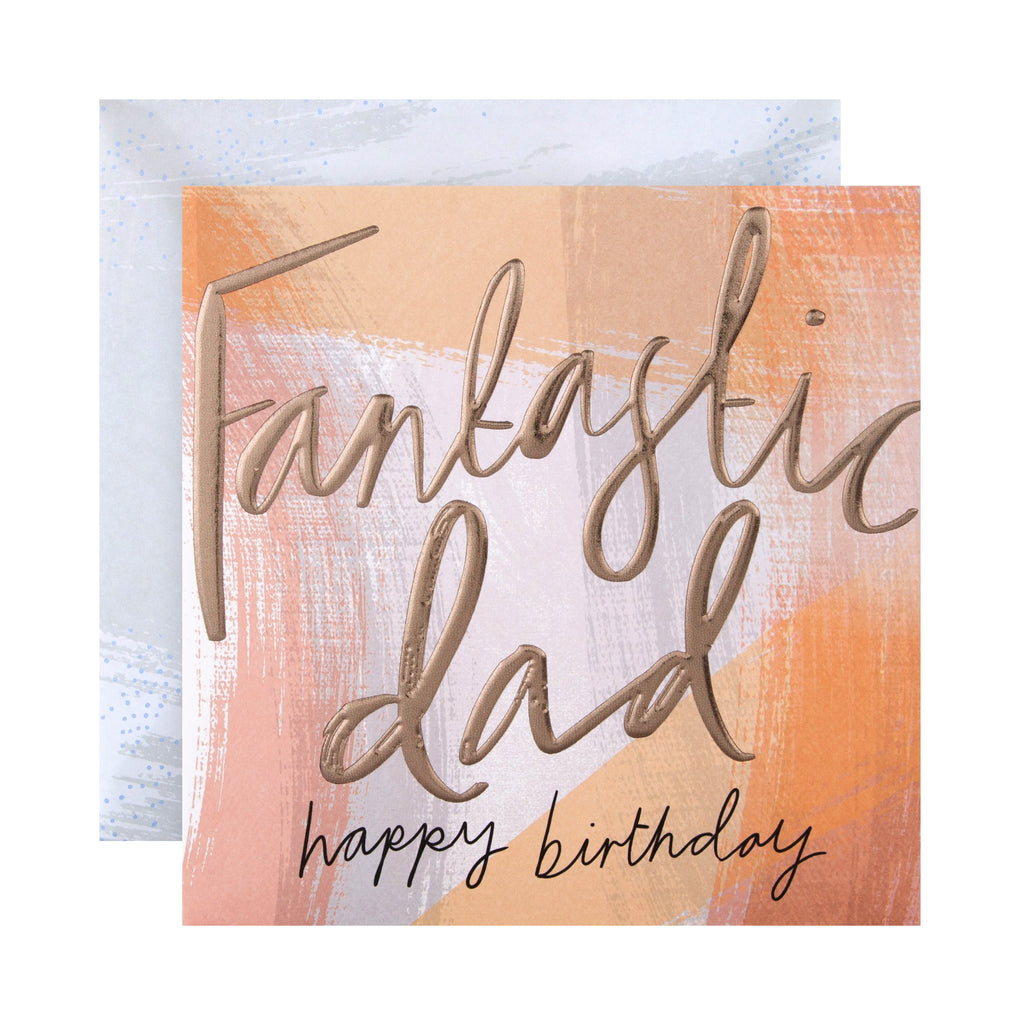 Birthday Card for Dad - Contemporary Embossed Text Design