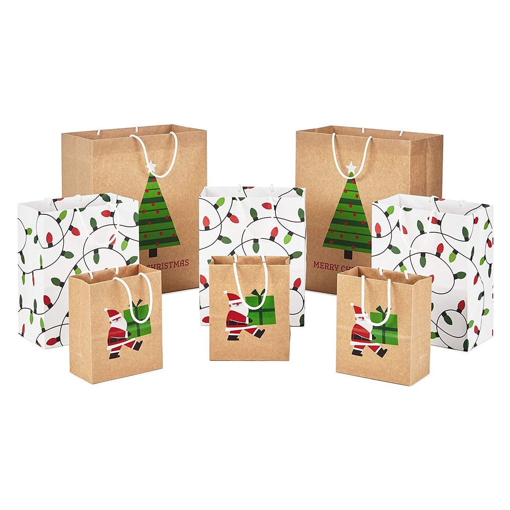 Eco-Friendly Christmas Gift Bag Bundle - Pack of 8
