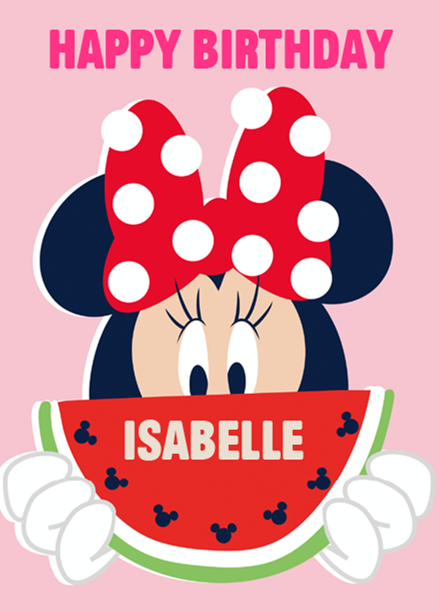 Personalised Disney Minnie Mouse Happy Birthday Card