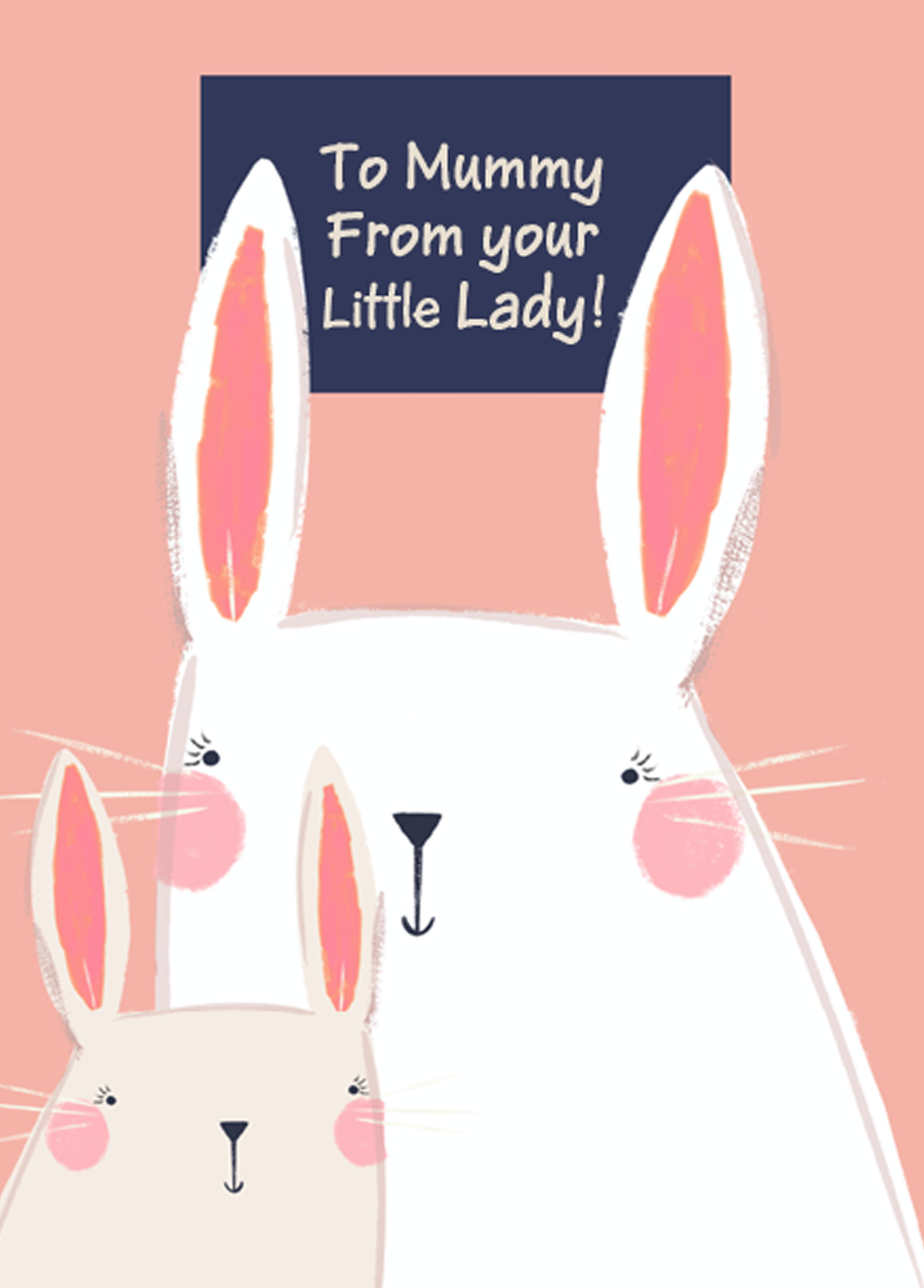 Personalised For Mummy Cute Adult & Baby Bunny Rabbits Card – Hallmark