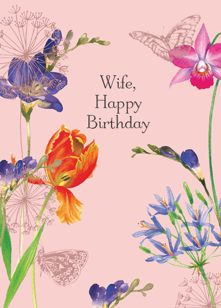 Personalised For Wife Traditional Countryside Floral Card – Hallmark
