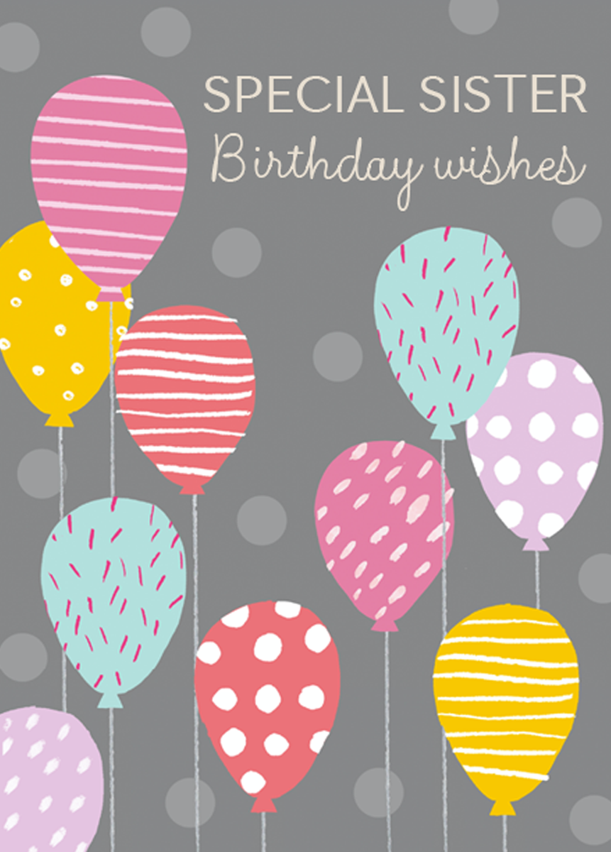 Personalised Patterned Balloons Sister Birthday Card – Hallmark