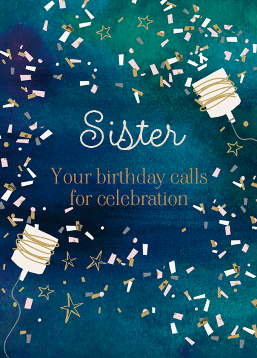 Personalised Party Poppers Birthday Card For Sister – Hallmark