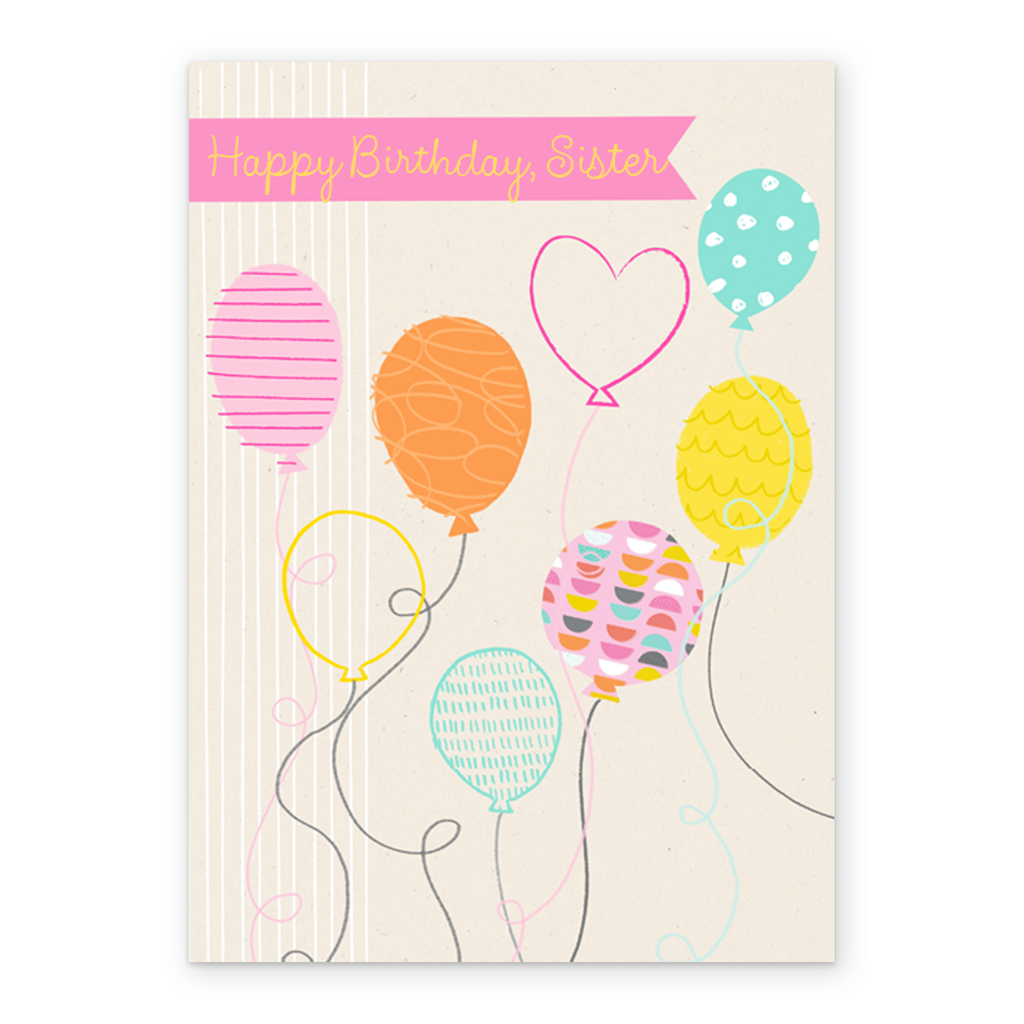 Personalised Balloon Design Sister Card – Hallmark